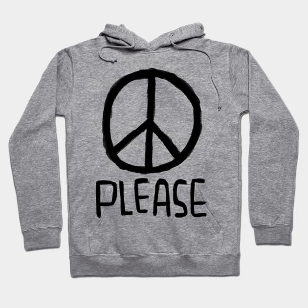 Peace Sign, Peace Please, No War, Antiwar Hoodie by badlydrawnbabe